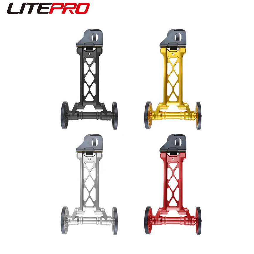 JKLitepro Extension Easy Wheel Rack Alloy Technology Parking Push Wheel CNC Telescopic Rod Booster Wheel For Birdy Bicycle