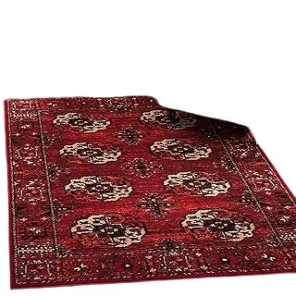

VIKAMA Retro Wine Red Ethnic Style Carpet American Living Room Bedroom Non Slip Stain Resistant Retro Pattern Carpet