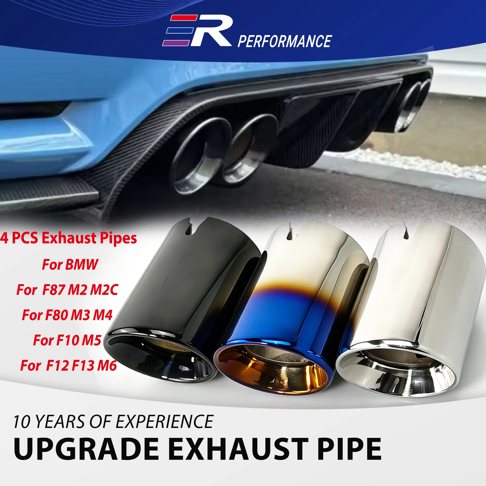 4 sztuki końcówek wydechowych do BMW F87 M2, M2C, F80 M3, F82, F83 M4, F10 M5, F12, F13 M6, akcesoria samochodowe ze stali nierdzewnej, końcówki tłumika, modyfikacja.