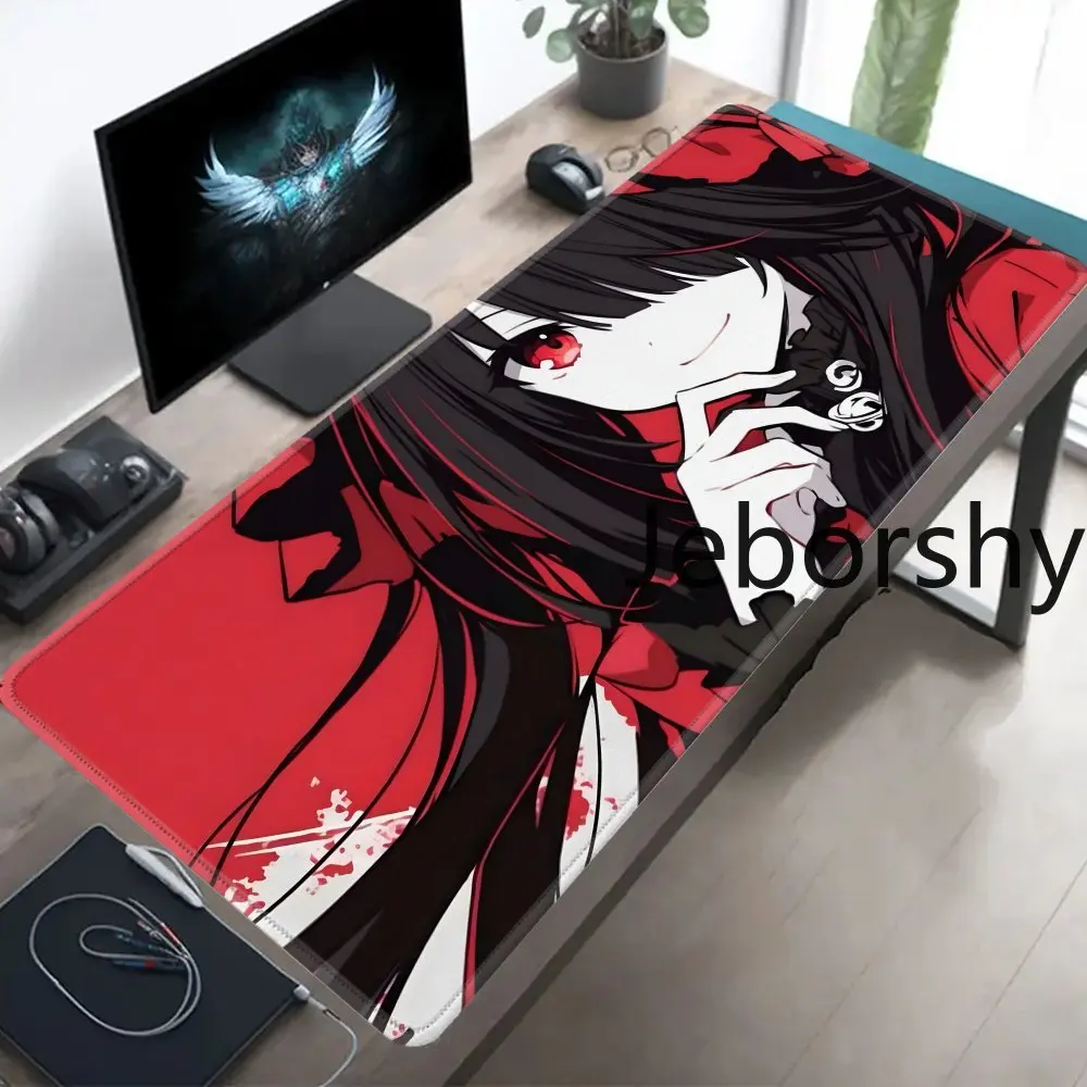 Cool Red & Black Anime Girl Large Gaming Mouse Pad Desk Mat Non-slip Ideal Gift