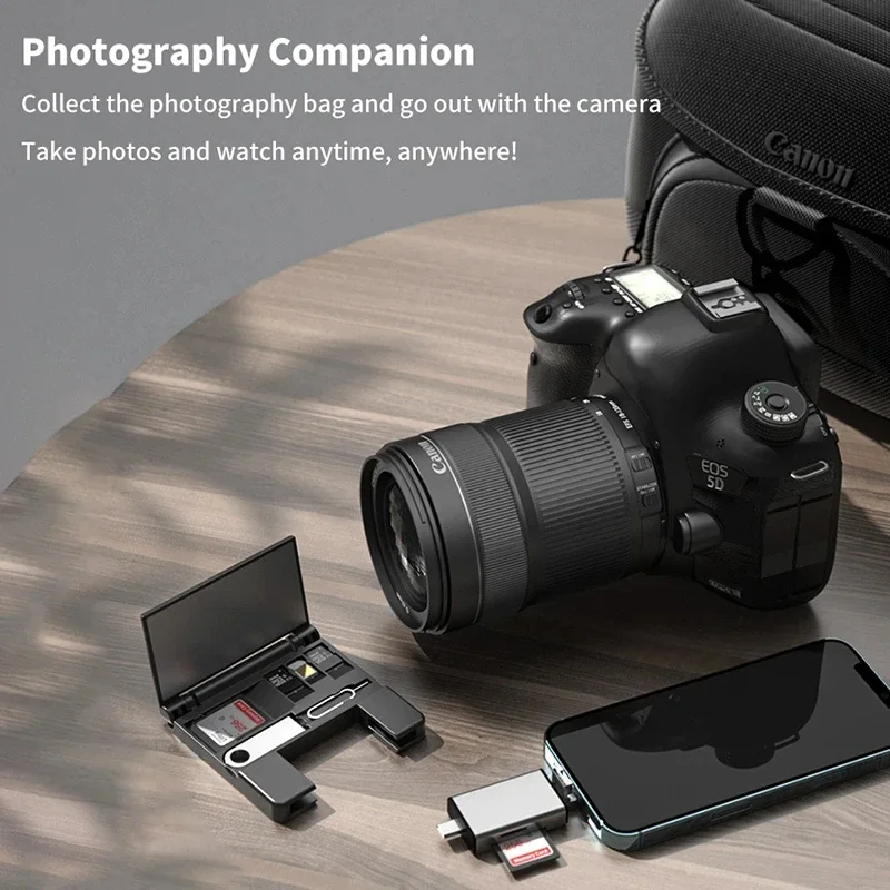 7-in-1 Multifunctional Card Reader Storage Box SD Card Micro SD Card Case OTG Adapter USB2.0 Type-C Adapter Card Storage Box