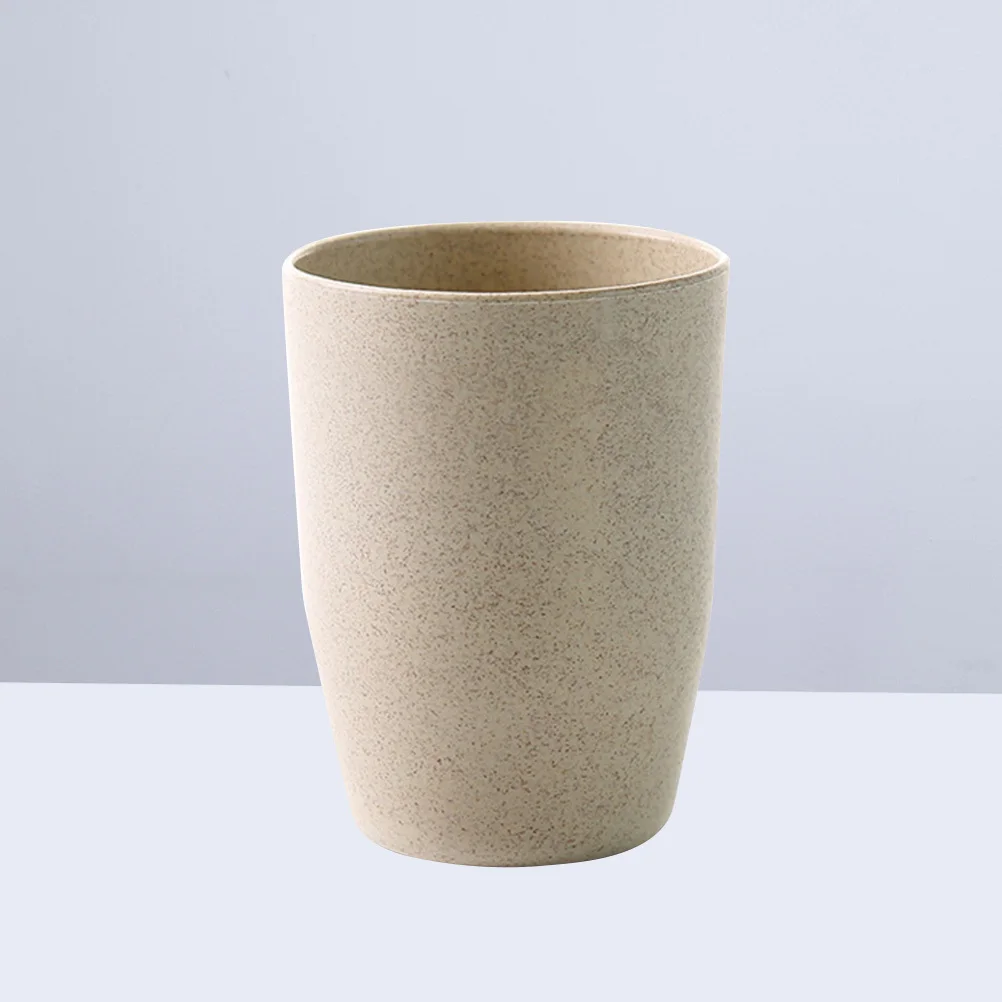 

Tooth Mug Wheat Stem Material Simple Round Design Bathroom Rinsing Cup for Coffee Milk Water Gargle Use Northern Europe Beige