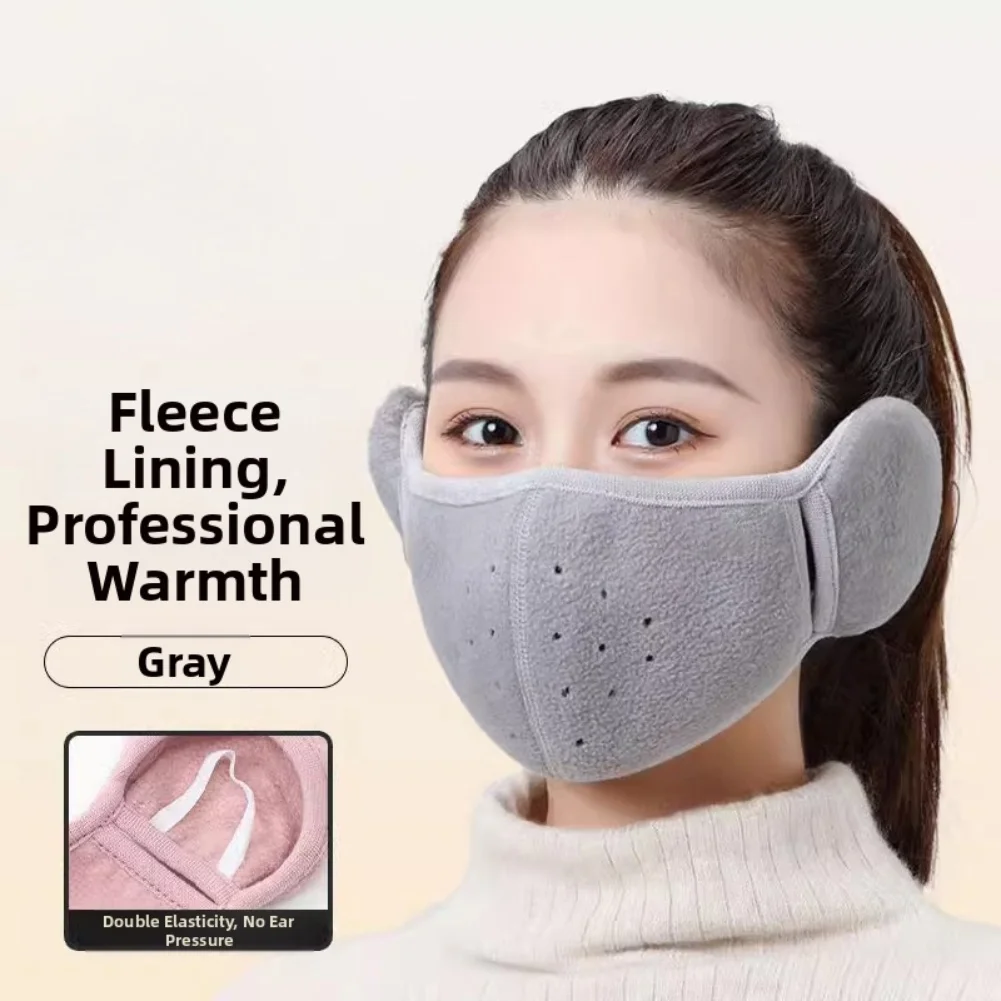 

Cold Weather Activities Fleece Earmuffs Breathable Warmth Balaclava Black Double-Sided Design Elastic Ear Straps