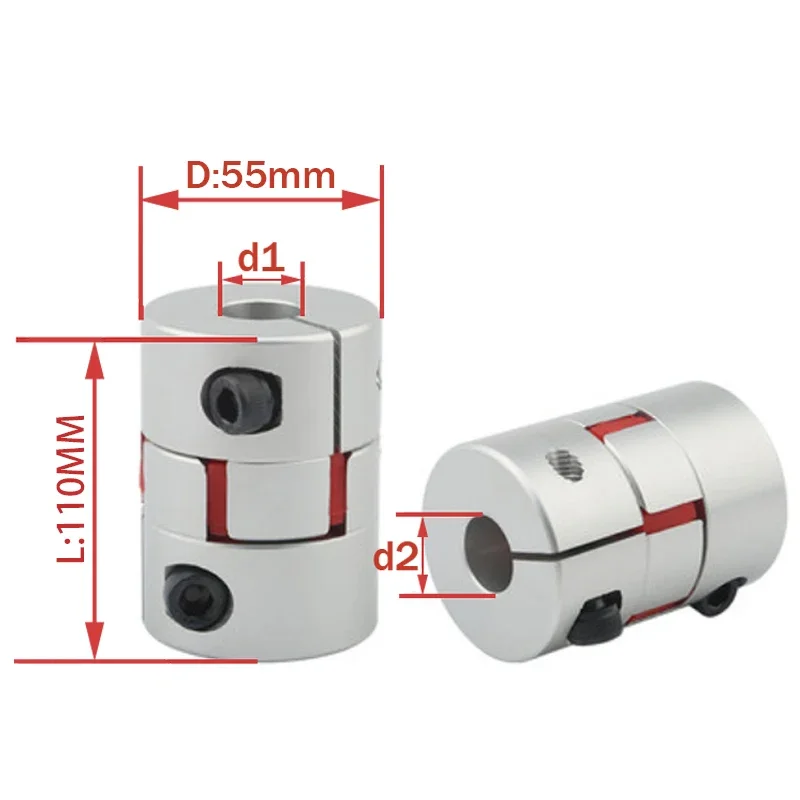 D55L110 Flexible plum clamp coupler shaft size Jaw coupling 14/15/16/18/20/22/23/24/25/26/27/28mm D55 L110