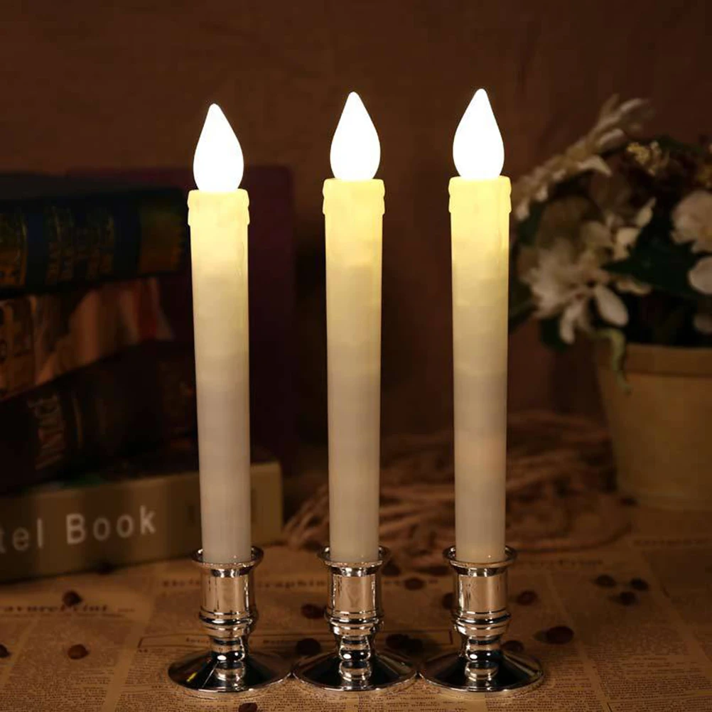 

5pcs Led Electronic Light Remote Control Smokeless Flameless Abs Material Powered Long Rod For Home Decor