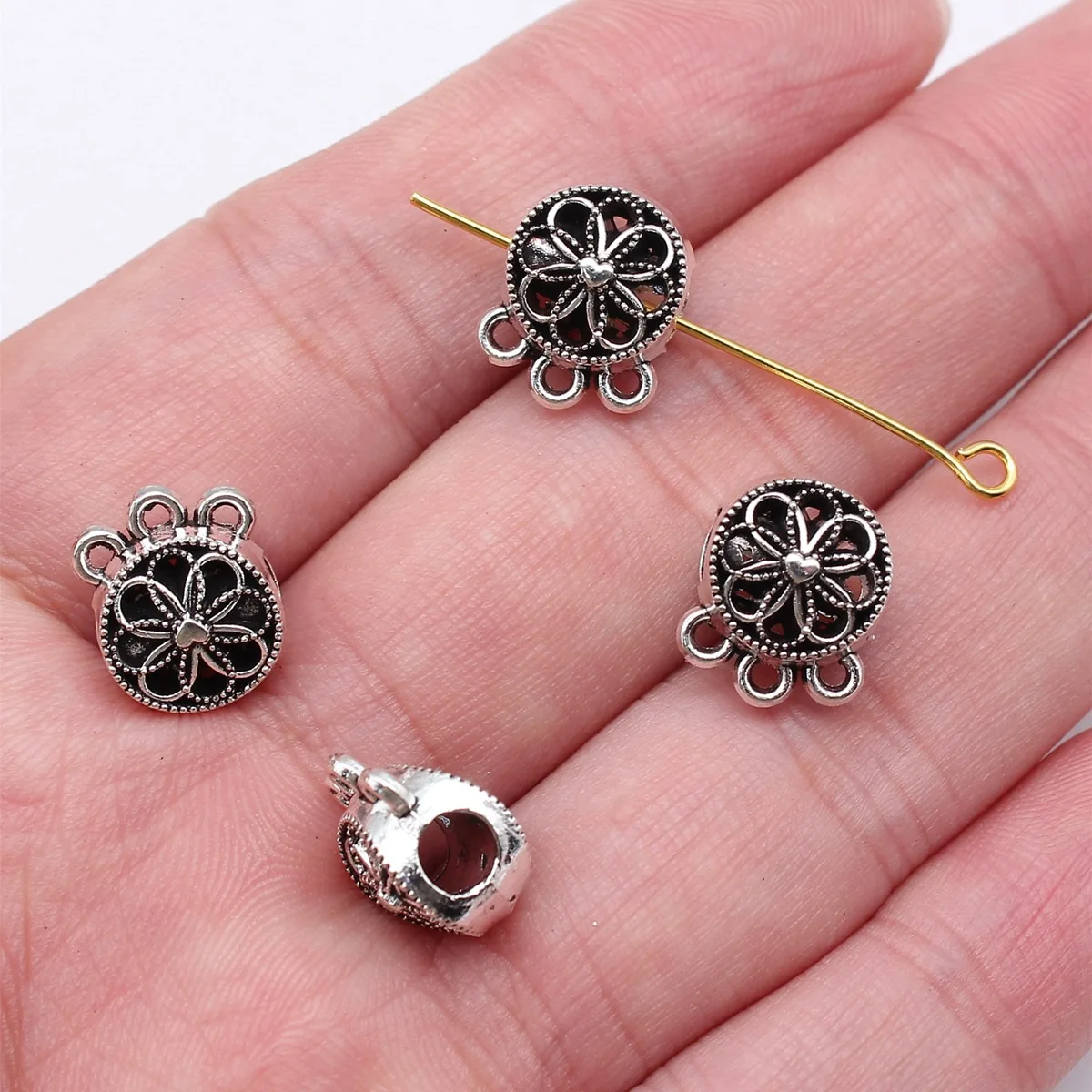 WYSIWYG 10pcs 12.5x10.1x7.6mm Antique Silver Color Dream Catcher Big Hole Bead Bails Beads Accessories For DIY Jewelry Making