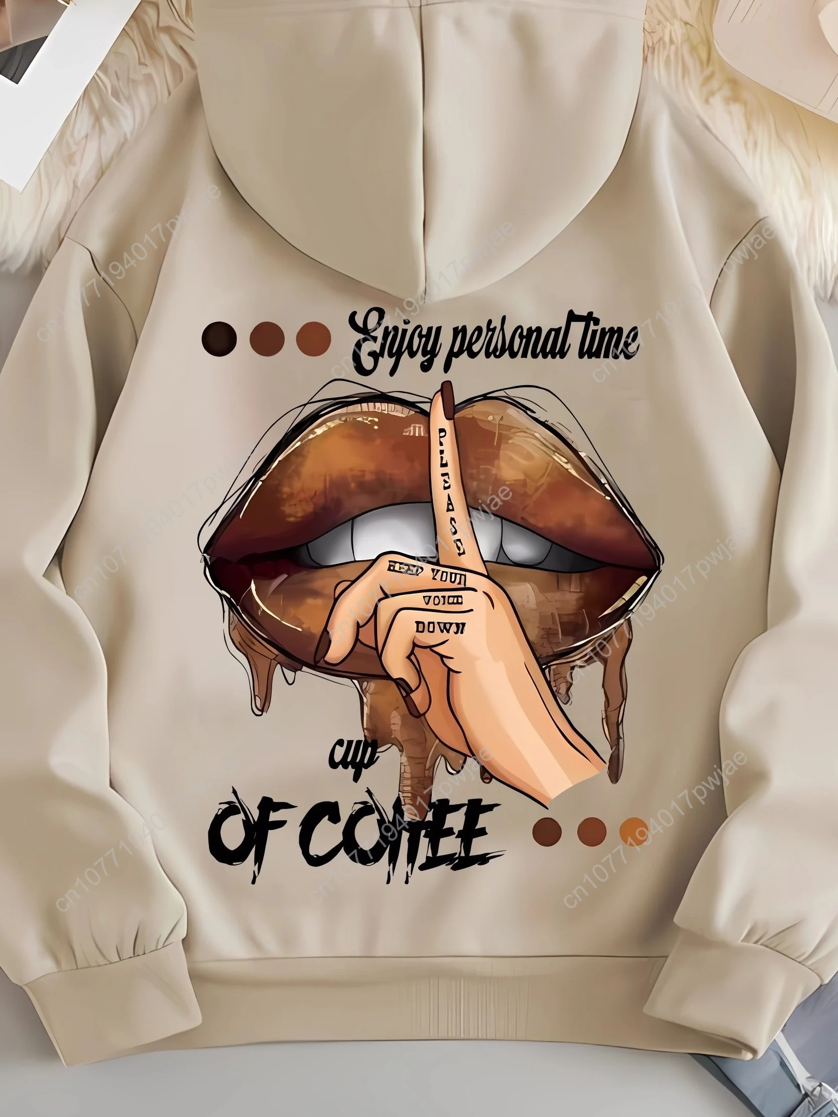 Sudadera con capucha con estampado gráfico, sudadera con capucha informal con cordón para invierno y otoño, ropa de mujer