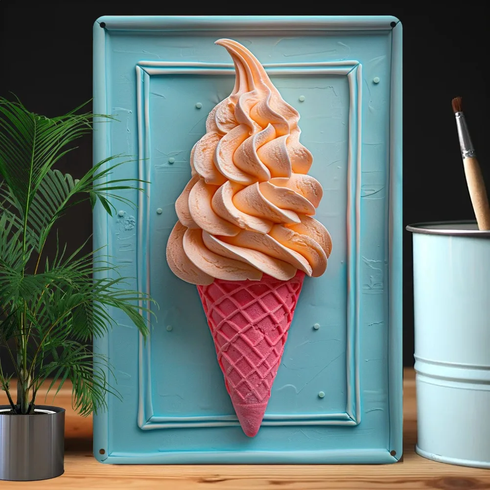 Vintage-Eistüten-Schild, für Frühlings- und Sommerdekoration, ideales Geschenk zum Muttertag, lustige Wandkunst für Fitnessstudio, Garten oder Laden