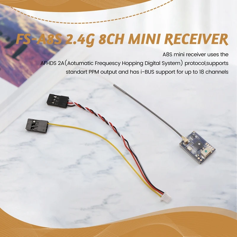 For FS-A8S 2.4G 8CH Mini Receiver W PPM I-BUS SBUS Output For RC Drone Quadcopter FS I4 I6 I6S I6X TM10 TM8 Transmitter