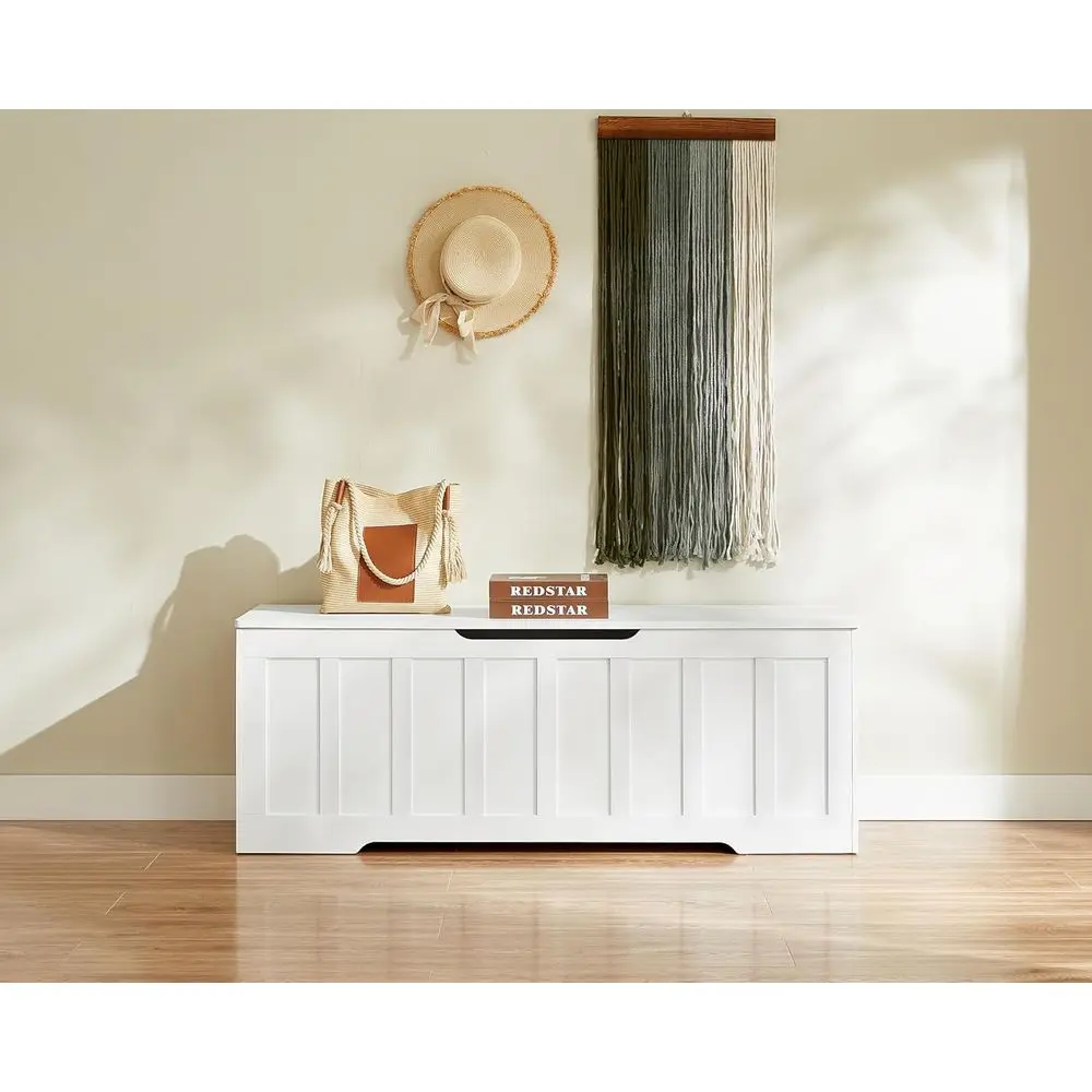 ตู้เก็บของไม้ขนาดใหญ่พิเศษ, ม้านั่งพร้อมบานพับนิรภัย, ที่เก็บรองเท้า, รับน้ำหนักได้ 220 ปอนด์, ประกอบง่าย, ห้องนอน, ห้องนั่งเล่น