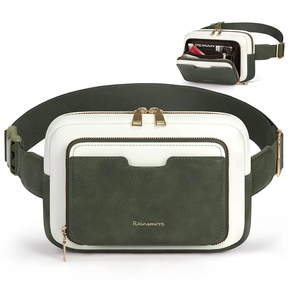 

Fanny Packs for Women, Leather Belt Bag Waterproof Everywhere Crossbody Waist Pack with Adjustable Strap Retro Sling Chest B