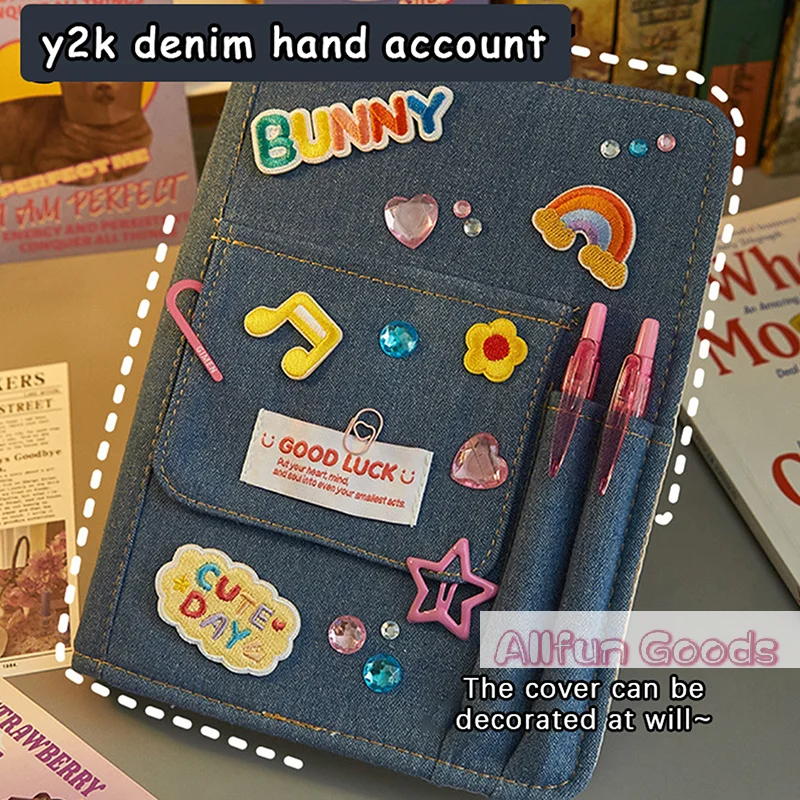 Creative Denim Notebooks Binder Journal Hand Ledger Diary With Pocket Girl Notebook Stationery Storage Korean School Supplies