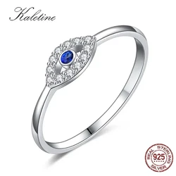 Kaletine 925 Sterling Silver Evil Eye Rings For Women Good Luck Blue Stone CZ Luxury Brand Ring Turkey Wedding Jewelry KLTR156