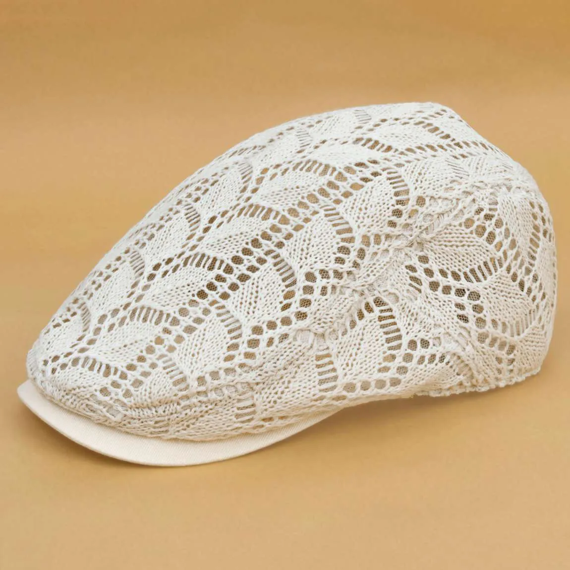 Face-Looking  Leaf Hollow out Breathable Peaked Cap Crocheted Flower Leaves Fashionable All-Match Western Style Advance Hat
