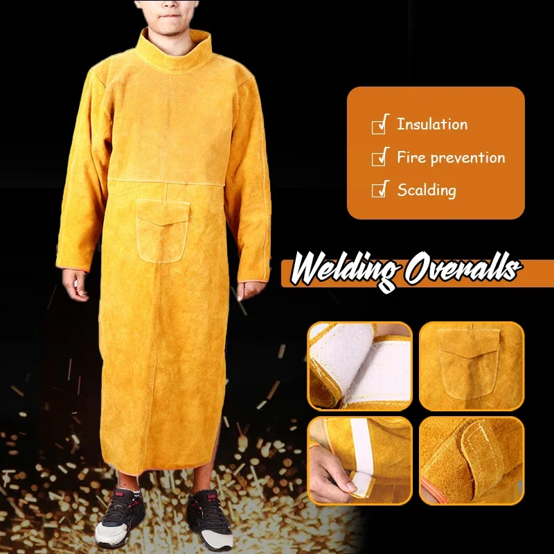 Cowhide Leather Anti-scalding Work Safety Apron Welder Apron Welding Protection Wear-resistant Welding Foot Guard Shoes Covers