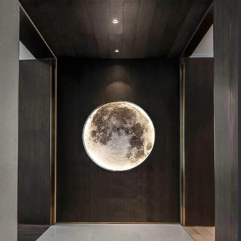 

Modern Moon LED Wall Lamp Creative Mural Living Room Background Wall Bedside Wall Light Decoration Lamp Minimalist Art