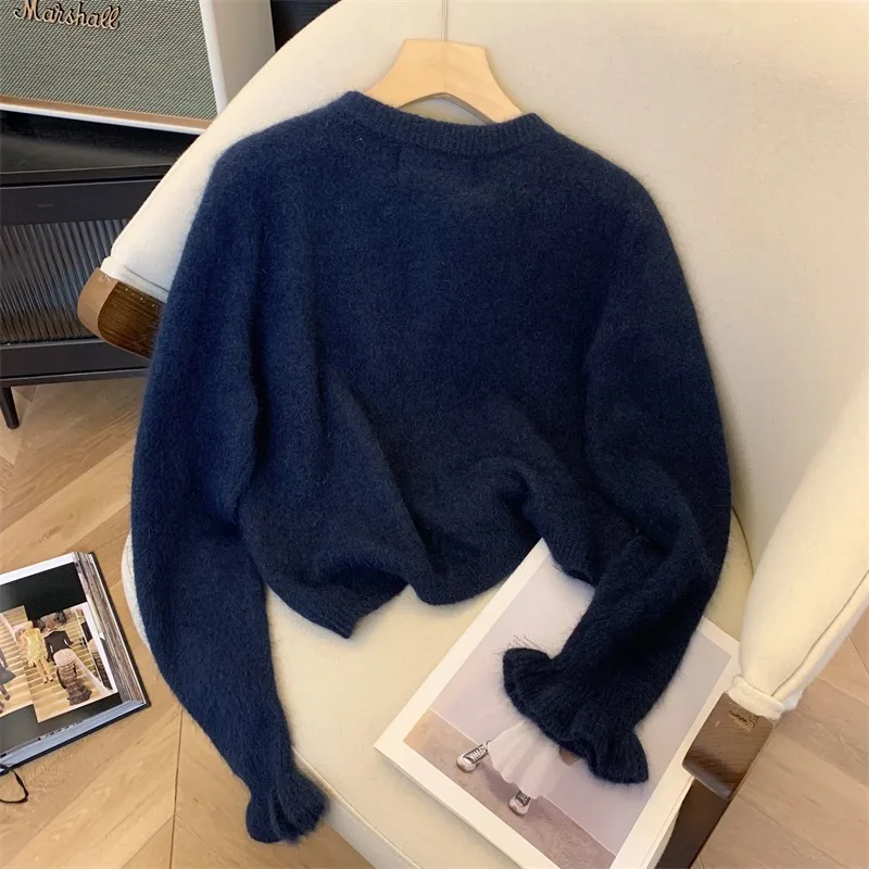 Bow Elegant Knit Cardigan Sweater Women 2024 Autumn Stylish Fashion Chic Ladies Tops Jumpers Long Sleeve Female Knitwear Femme