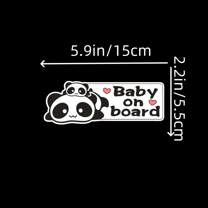 2pcs Cute Panda Baby On Board Vinyl Sticker, Waterproof UV Resistant Warning Decal for Car Motorcycle Window, Holiday Gift
