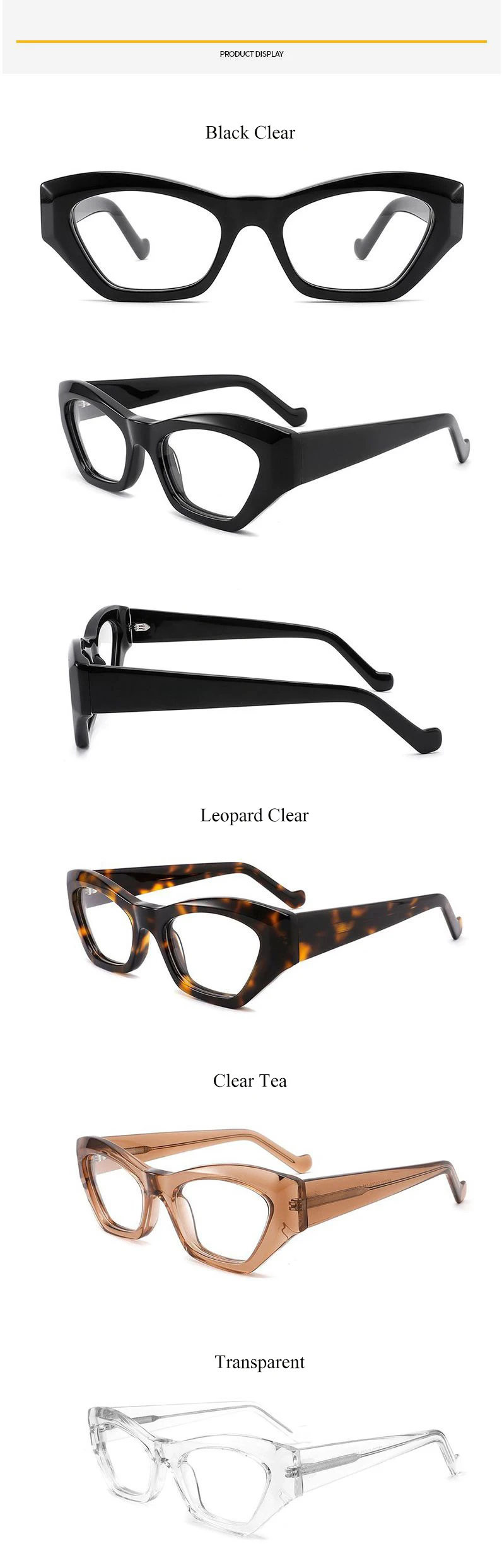 Sexy schwarze Brille Rahmen Frauen Katzenauge transparent große Brille Rahmen Mode Luxus optische Computer Brillen Spektakel – Detail 6