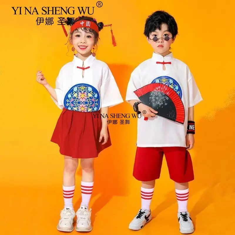 こどもの日ストリートダンスパフォーマンスドレス、運動会クラスドレス、キャンパススタイルドレス、ヒップホップジャズパフォーマンスドレス