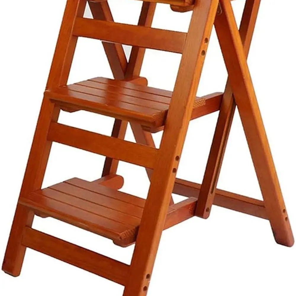 

Folding Multi-Layer Kitchen Wood Step Stool with Non-Slip Covers, Versatile Ladder Chair for Home, Kitchen, and Office Use