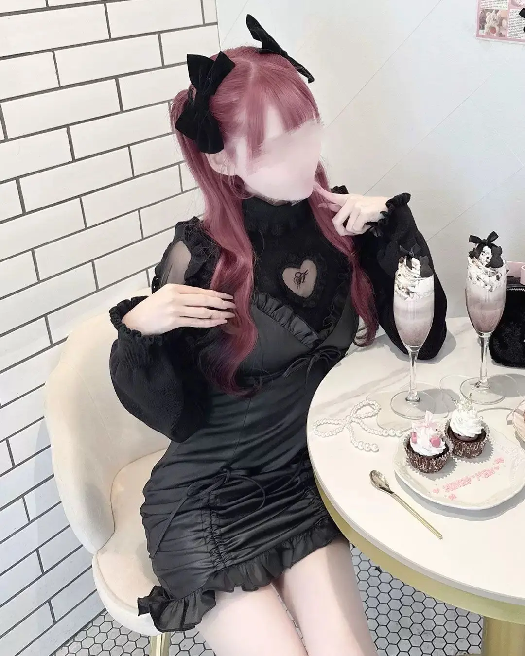 Japanese Style Elegant Sweet Hollow Heart High Neck Lace-up Ruffle Lantern Sleeve Knitted Sweater Pullover for Women Spring 2026