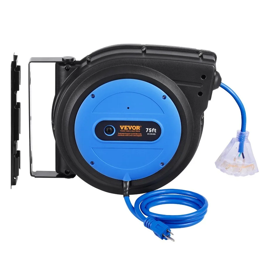 

Retractable Extension Cord Reel Power Cord Reel 75FT 14AWG 3C SJTOW