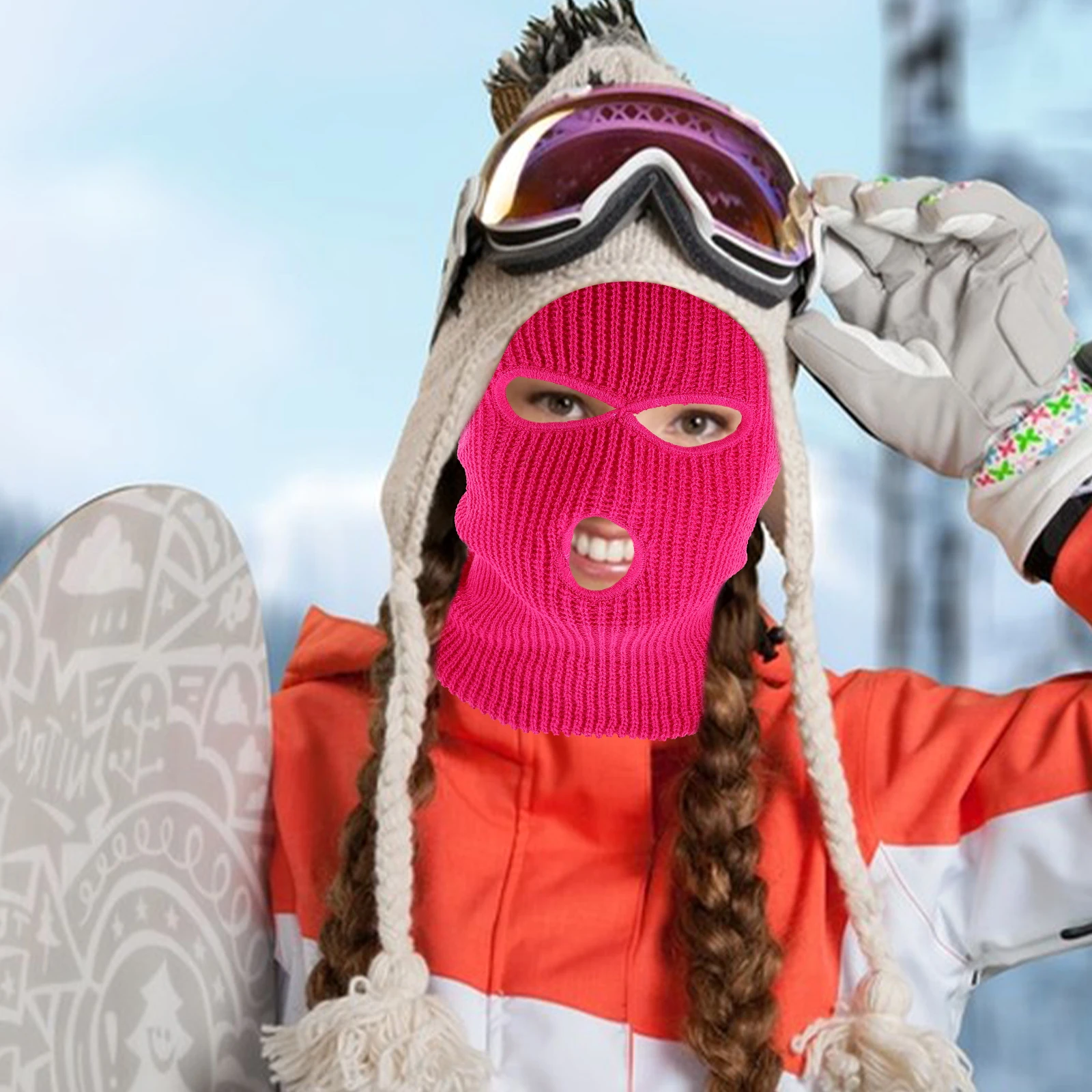Winter Warm Ski Mask 3 Holes Knitted Full Face Cover Balaclava for Men Women Cycling Skiing Ski Mask 3-Hole Full Face Cover