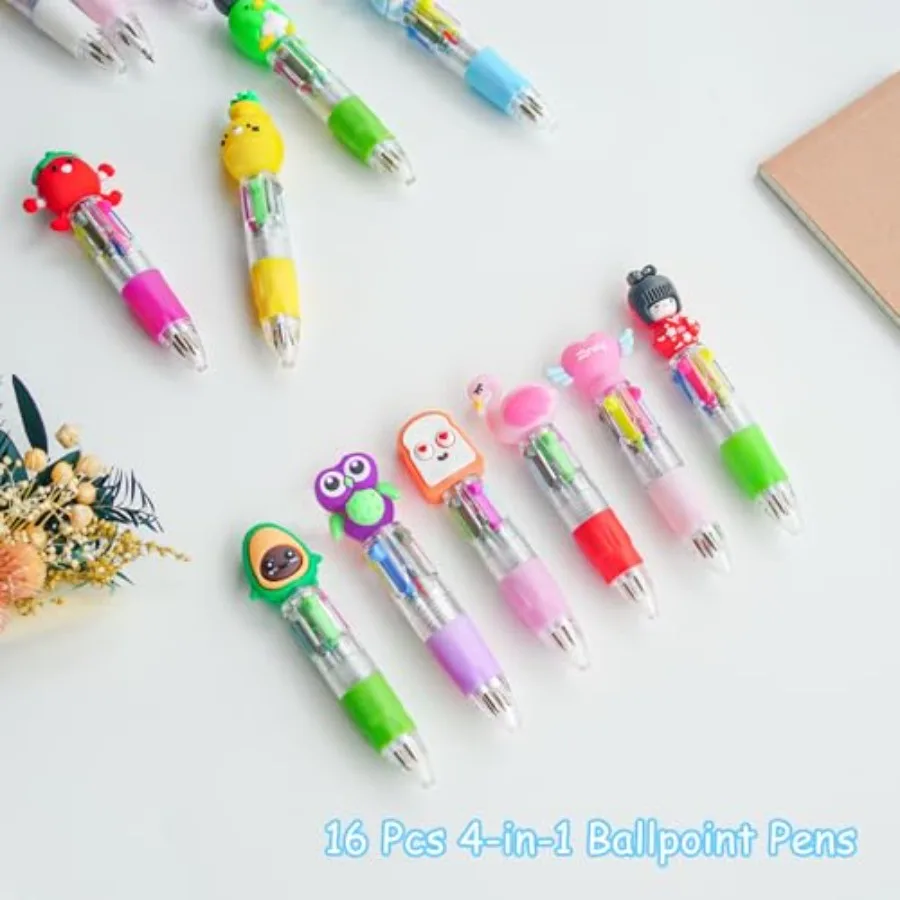 أقلام ممتعة لقلم متعدد في واحد 4 في 1 أقلام لطيفة Kawaii أقلام حبر جاف صغيرة السائبة حفلة فافو لهدايا عيد الميلاد الفصول الدراسية طالب Pri