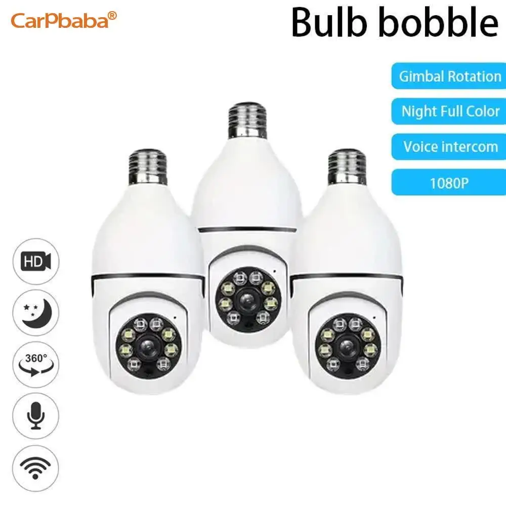 Carpbaba 1080P Wifi Bulb E27 Surveillance Camera Color Night Vision 360° Rotating Human Tracking Two-way Talk Smart Home