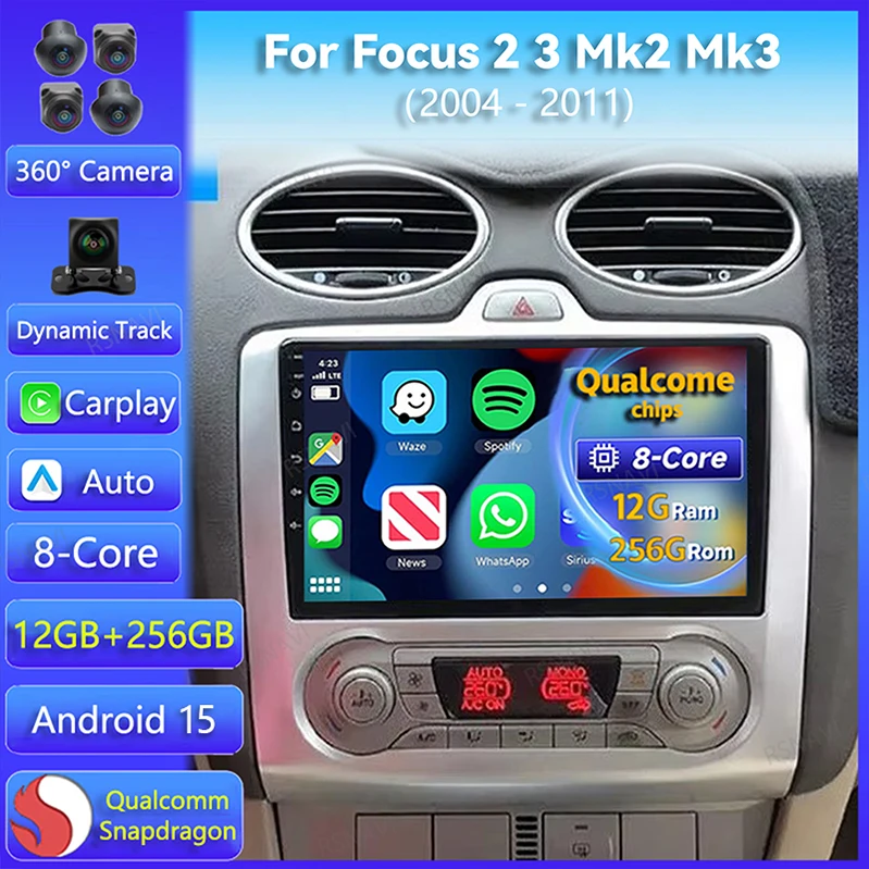 Android 15 pour Ford Focus 2 3 Mk2 Mk3 2004 2005 2006 2007 - 2011 autoradio Navigation lecteur multi