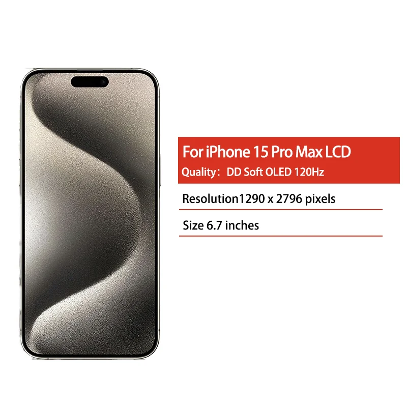 New Model DD Soft OLED 120Hz LCD Screen With Removal IC For iPhone 15 Pro Max LCD Display Screen Touch Digitizer Assembly
