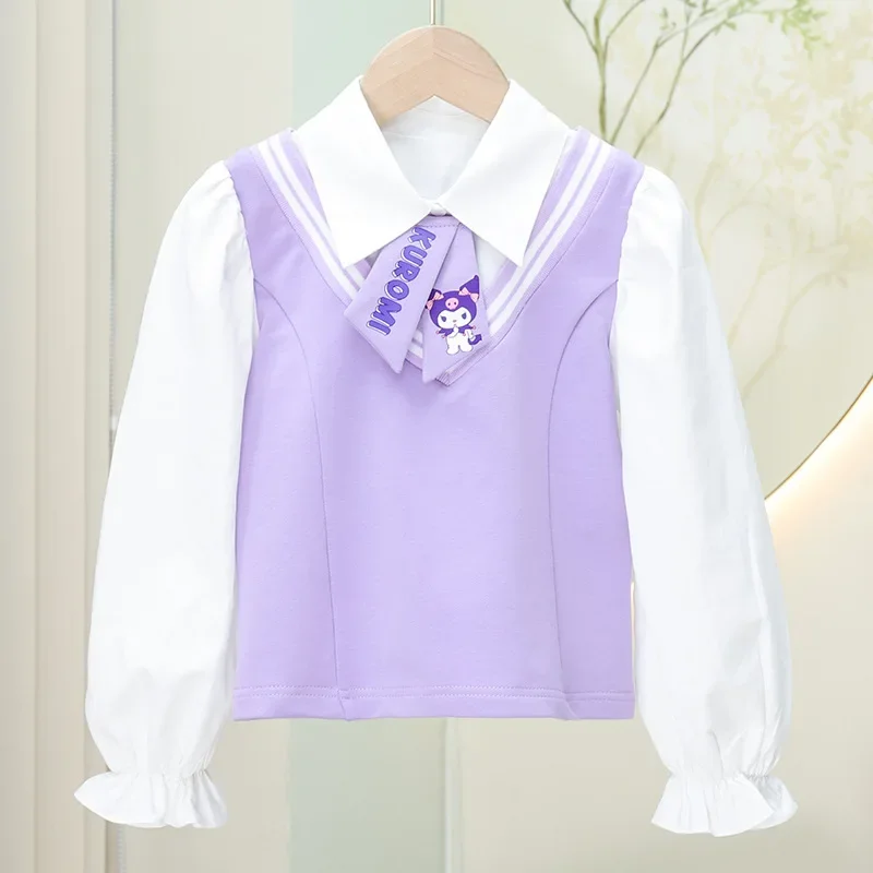 2024 New Girls Jacket Shirt set Pleated Skirt Kuromi Cartoon Autumn and Winter Fashion Jk Suit Casual Clothing Holiday Gift