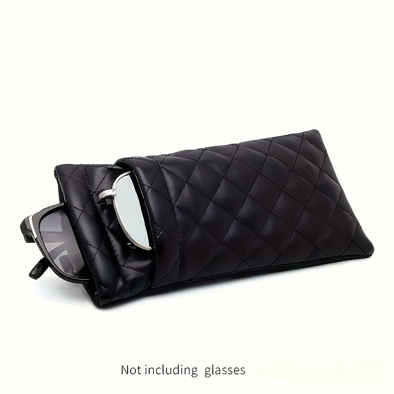 1Pc New double-layer sunglasses storage bag made of PU leather with no elastic film, car seam waterproof, high-end glasses case