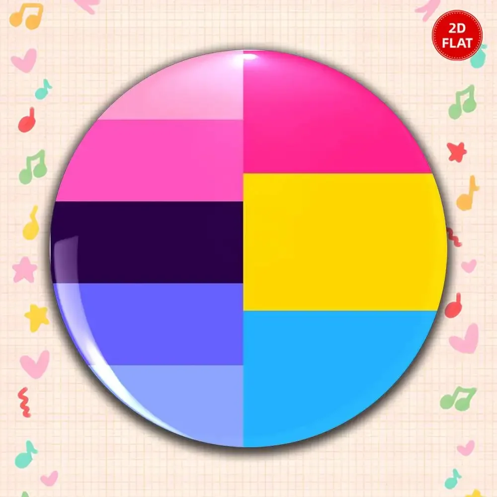 2026 Newest 2D FLAT Gorgeous Round Anime Plastic Brooch Pin Unisex Cartoon Lapel Badge Fun Gift For Friends Relatives
