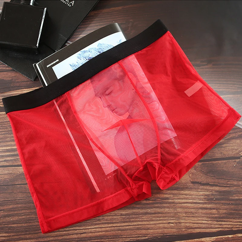 Mens Underwear Mens Ultra-thin Transparent Boxershorts Male Mesh Slips Homme Panties Boxer Shorts Comfortable Men's Underpants