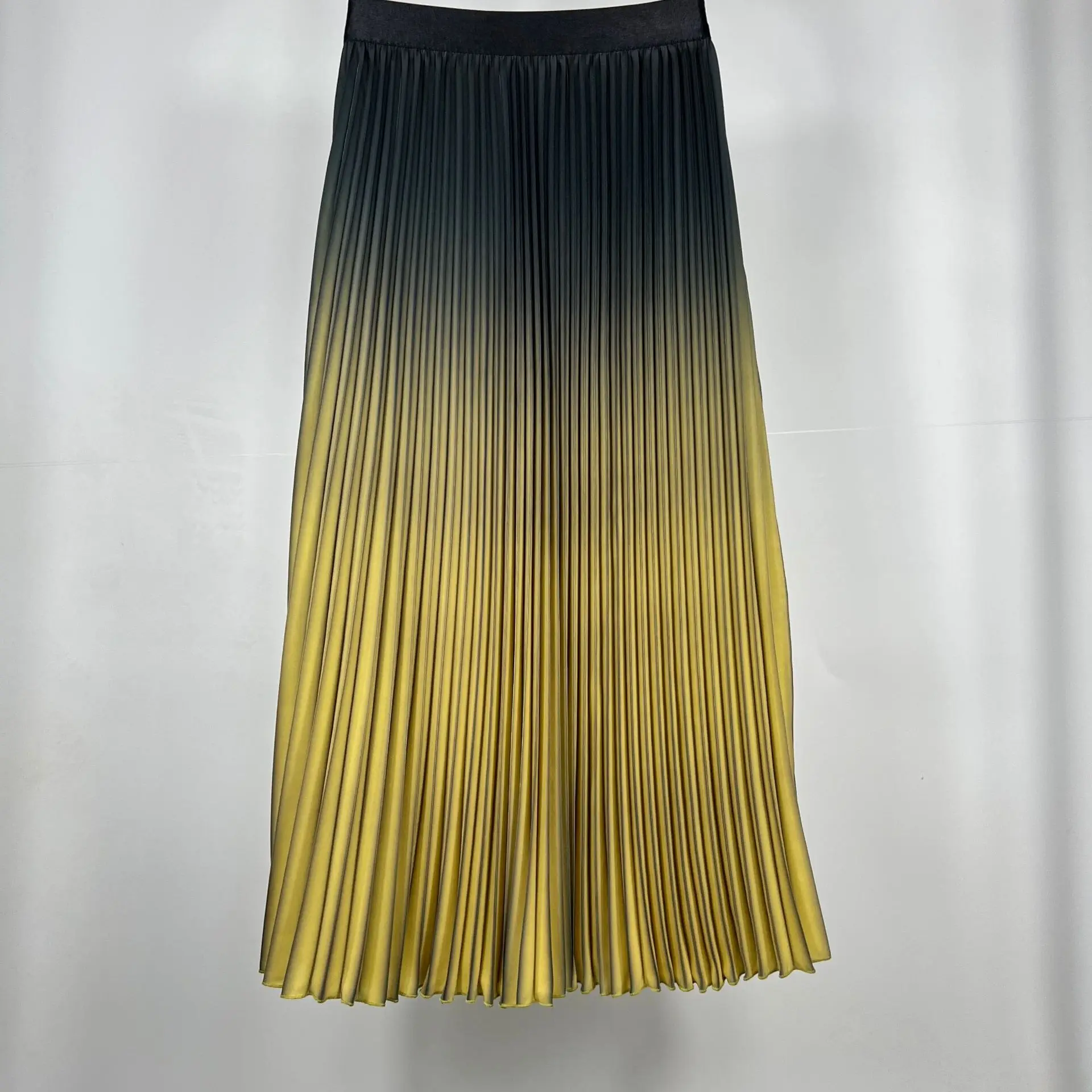 

Women Gradient Pleated Midi Skirt 2024 Summer HIgh Street Skirt Women Clothes Elegant