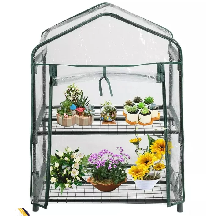 

PVC2 Tier House Greenhouse Garden Greenhouse Cover Waterproof Anti-UV Protect Garden Plants Flowers Shed Without Iron Stand