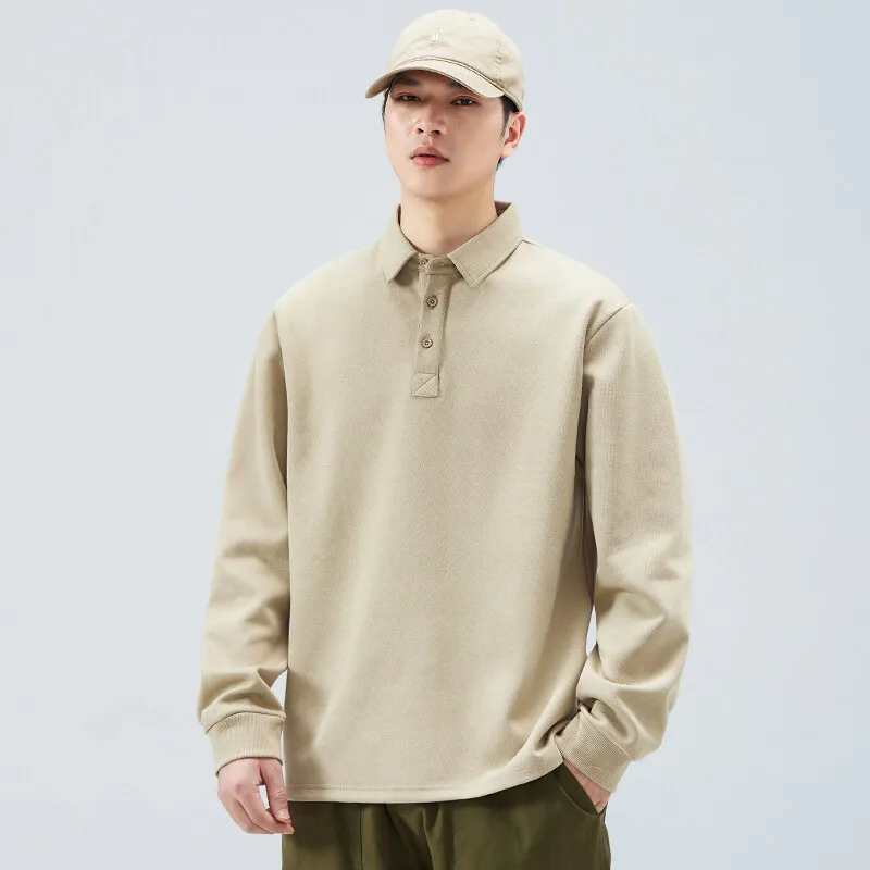 

Men's black stand-up collar sweatshirt. It's a loose-fitting base layer from a trendy brand, suitable for spring and autumn.