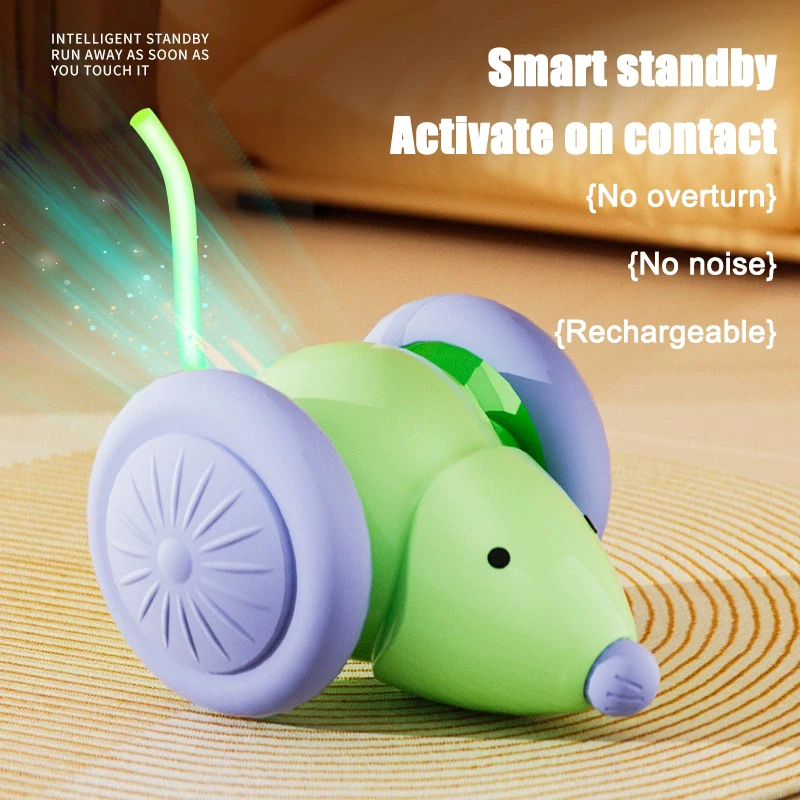 Electric Mouse Interactive Cat Toy Rechargeable Automatic Moving Intelligent Obstacle Avoidance Cat Toy Pet Indoor Exercise Gift