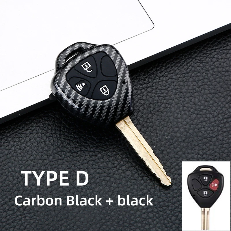 2/3/4Button Carbon Car Key Case Cover for Toyota Auris HiLux Corolla Fortuner Prado Verso Camry Yaris Vitz Vios Ractis RAV4 208