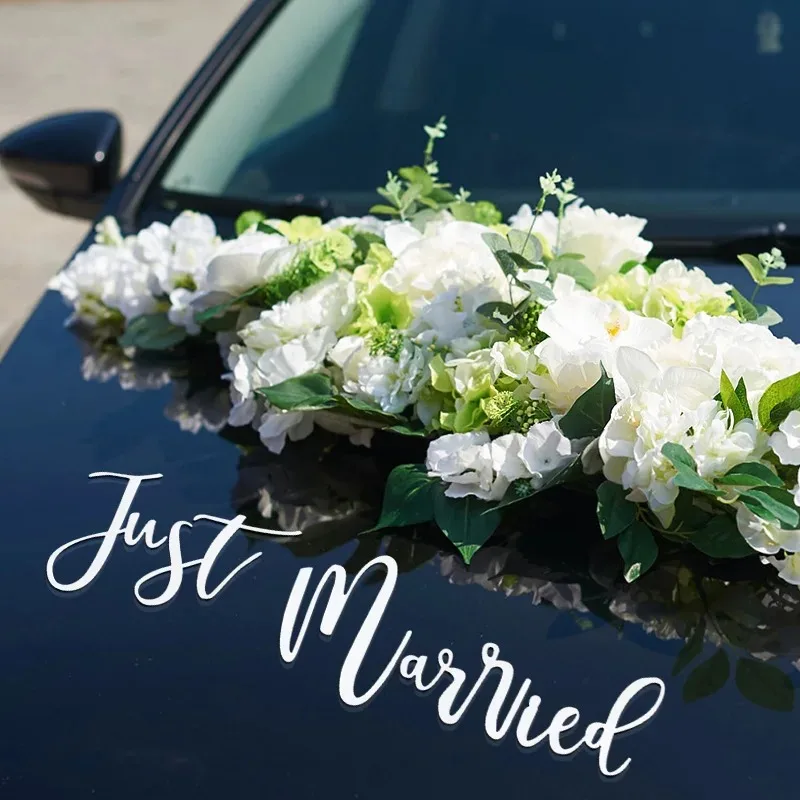 Just Married Car Sticker Wedding DIY Vinyl Decal Bridal Shower Party Decoration Auto Body Rear Window Room Decor