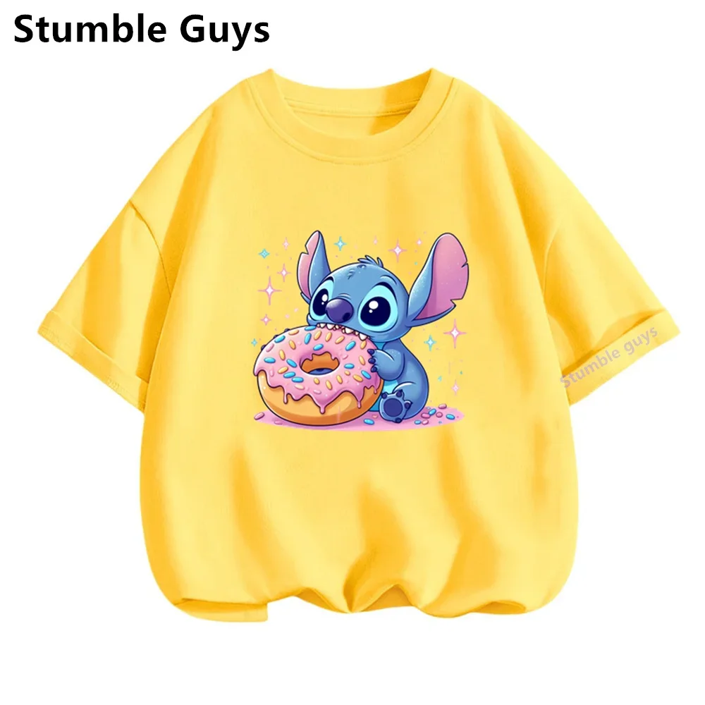 

Summer Children Cartoon Stitcher T Shirt Boys Clothes Girls Anime Short Sleeve Casual Stichies Tops Soft Daily Wear Tees