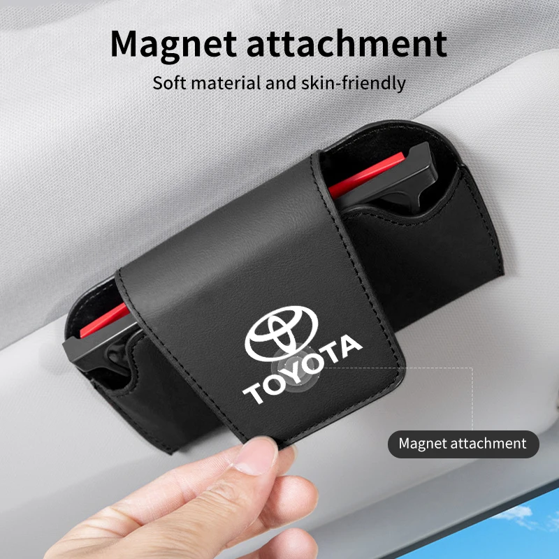 صندوق نظارات السيارة حامل النظارات الشمسية حاجب الشمس لتويوتا كورولا 2020 يارس Aygo GT86 AE110 بريوس RAV4 CHR كامري أوريس #2