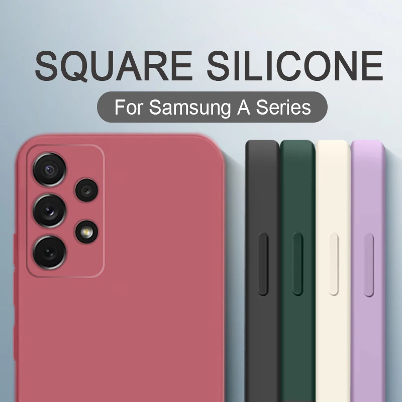 For Samsung Galaxy A33 A53 A73 5G A13 A03 A52S A02 A02S A12 A22 A32 A52 A72 A82 Slim Soft Cover Square Candy Silicone Phone Case