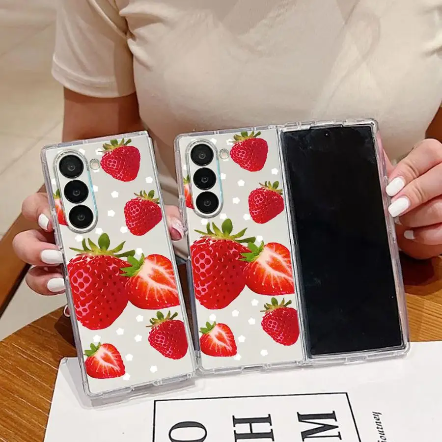 Big Strawberry Print Phone Funda Case for Samsung Galaxy Z Fold 8 Ultra ZFold7 ZFold6 ZFold5 ZFold3 Z Fold 7 6 5 4 3 ZFold4