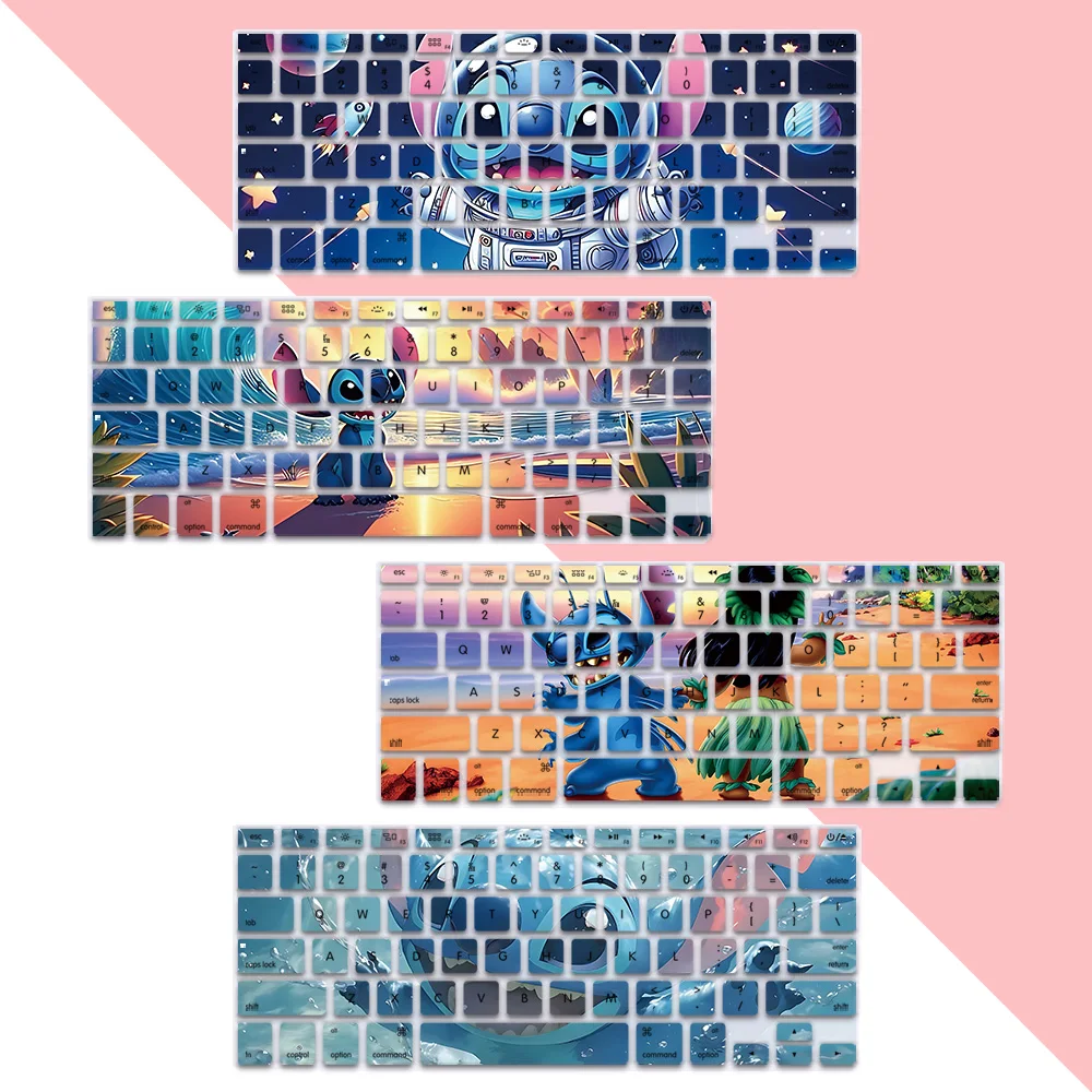 Cute anime couple Stitch US Layout Soft Silicone Keyboard Cover for Macbook pro A1278  A1286 Retina A1425 A1502 A1398 Air A1369