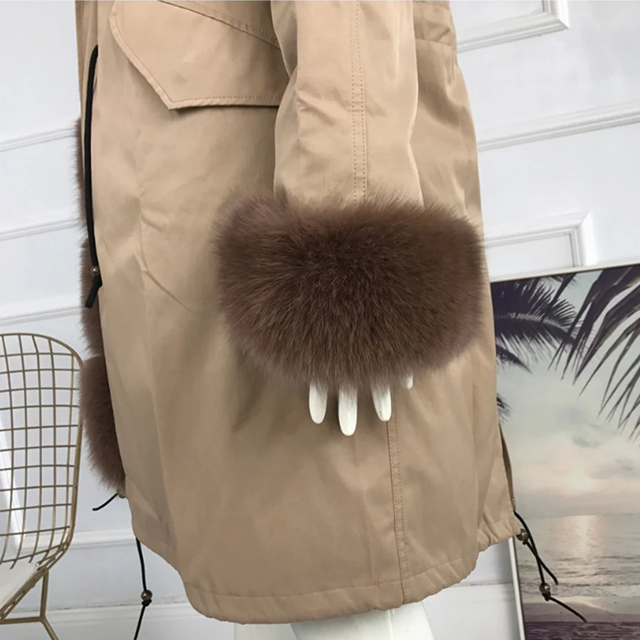 Natureza Fox Fur Parka Mulheres fox fur Hood Mulheres Parkas Best Selling Styles