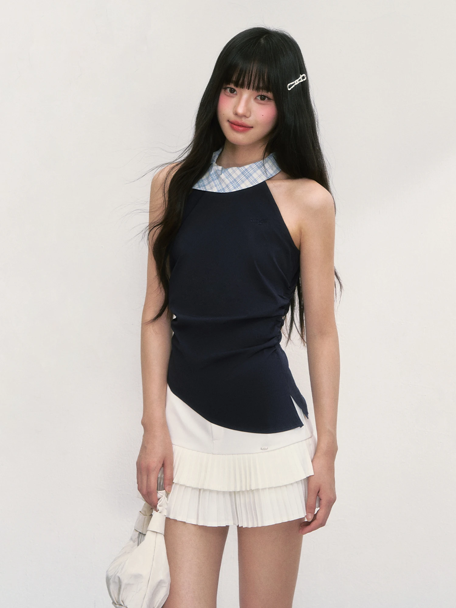 

Уникальный асимметричный жилет Wedhub с цветными вставками в клетку, женская верхняя одежда из смесового хлопка, удобный крой