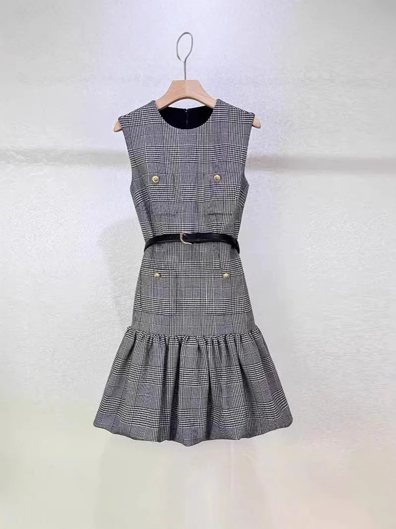 

Лето Dr 2021, новый дизайн, круглый клетчатый жилет Ne Svel, повседневный жилет в стиле ретро Dr, юбка трапециевидной формы с высокой талией